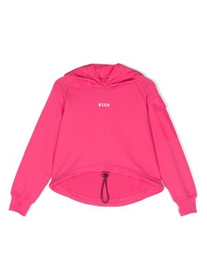 MSGM Kids drawstring-hem cotton hoodie - Pink