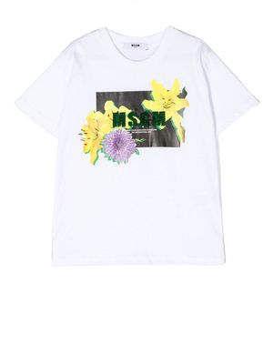 MSGM Kids embellished-logo cotton T-shirt - White