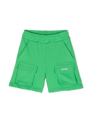 MSGM Kids embroidered-logo cargo shorts - Green