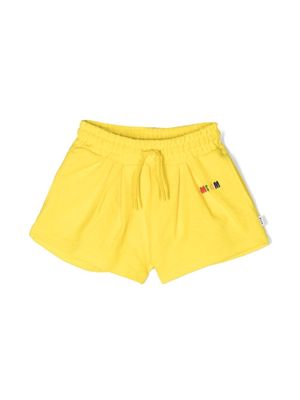 MSGM Kids embroidered-logo cotton shorts - Yellow