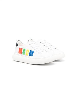 MSGM Kids embroidered-logo detail sneakers - White