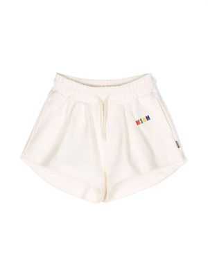 MSGM Kids embroidered-logo drawstring shorts - Neutrals