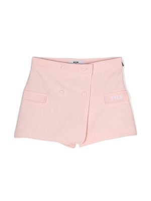 MSGM Kids embroidered-logo layered shorts - Pink