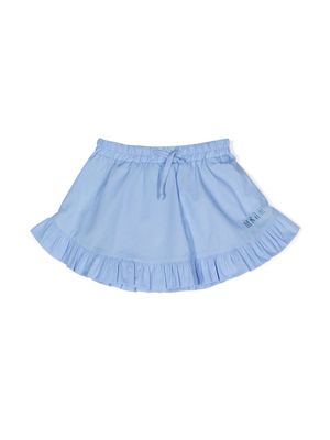 MSGM Kids embroidered-logo poplin skirt - Blue
