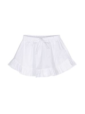 MSGM Kids embroidered-logo poplin skirt - White