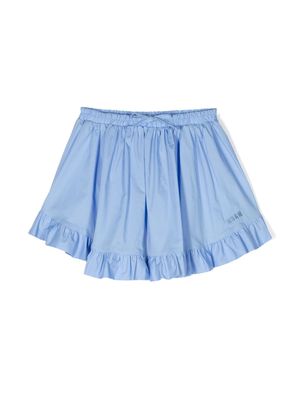 MSGM Kids embroidered-logo skirt - Blue