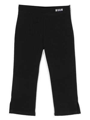 MSGM Kids embroidered-logo straight-leg trousers - Black