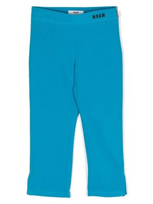 MSGM Kids embroidered-logo straight-leg trousers - Blue