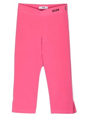 MSGM Kids embroidered-logo straight-leg trousers - Pink