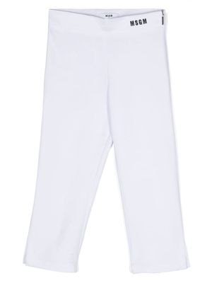 MSGM Kids embroidered-logo straight-leg trousers - White