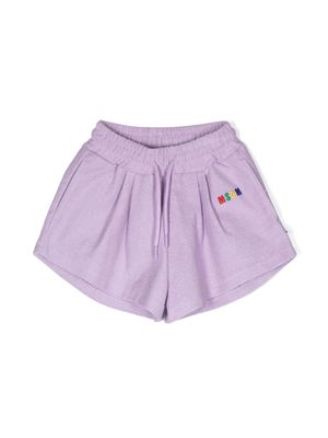 MSGM Kids embroidered-logo track shorts - Purple