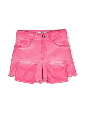 MSGM Kids embroidered-logo twill shorts - Pink