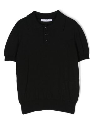 MSGM Kids fine-knit cotton polo shirt - Black