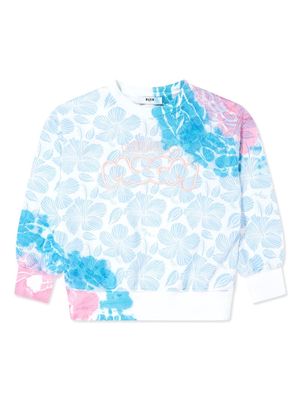 MSGM Kids floral-print cotton sweatshirt - White
