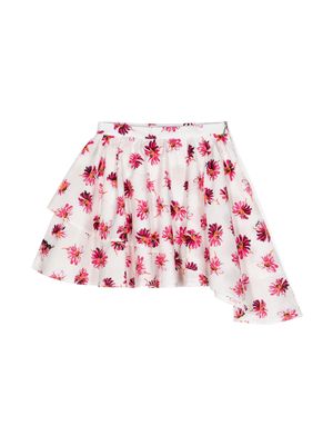 MSGM Kids floral-print draped skirt - White