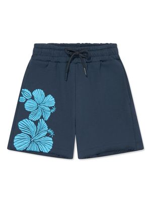 MSGM Kids floral-print drawstring shorts - Blue