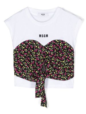 MSGM Kids floral-print short-sleeved T-shirt - White