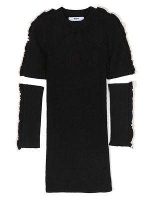 MSGM Kids glove-sleeve ribbed knit dress - Black