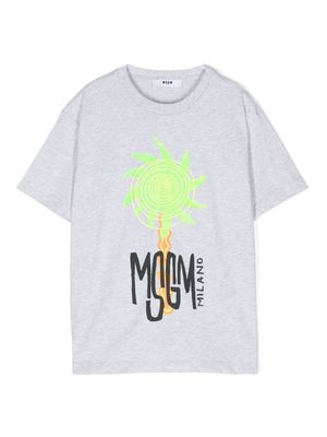 MSGM Kids graphic-print cotton T-shirt - Grey