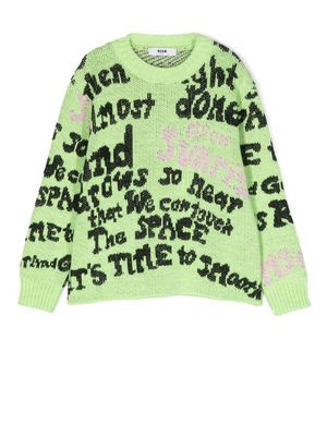 MSGM Kids graphic-print knit jumper - Green