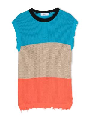 MSGM Kids intarsia-knit cotton vest - Blue