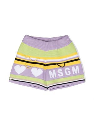 MSGM Kids intarsia knit shorts - Purple