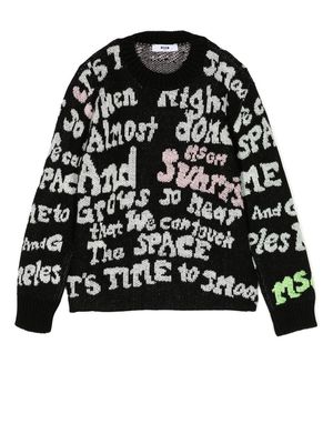 MSGM Kids intarsia-knit slogan jumper - Black