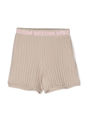 MSGM Kids knitted cotton shorts - Neutrals