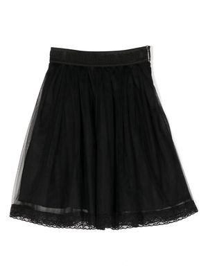 MSGM Kids lace-trim tulle skirt - Black
