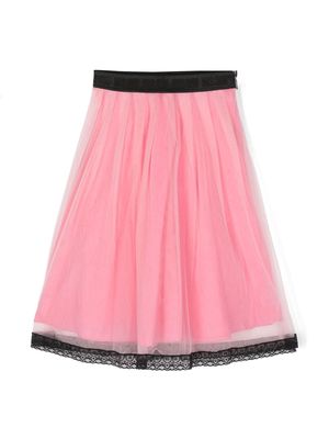 MSGM Kids lace-trim tulle skirt - Pink