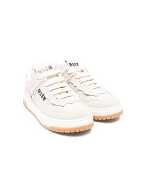 MSGM Kids lace-up leather sneakers - Neutrals