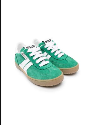 MSGM Kids lace-up suede sneakers - Green