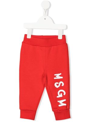 MSGM Kids log-print tracksuit bottoms - Red