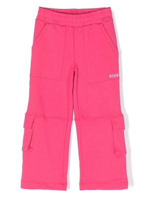 MSGM Kids logo-embroidered cargo track pants - Pink