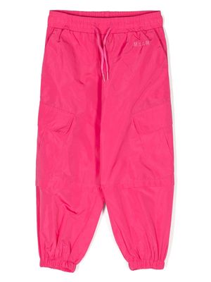MSGM Kids logo-embroidered cargo trousers - Pink