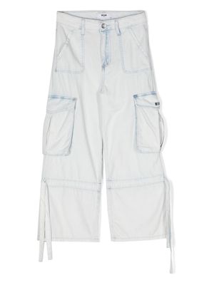 MSGM Kids logo-embroidered chambray jeans - Blue