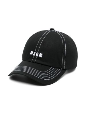 MSGM Kids logo-embroidered cotton cap - Black