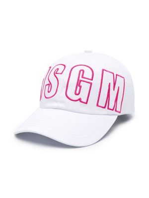 MSGM Kids logo-embroidered cotton hat - White