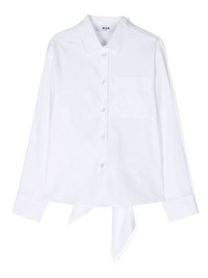 MSGM Kids logo-embroidered cotton poplin shirt - White