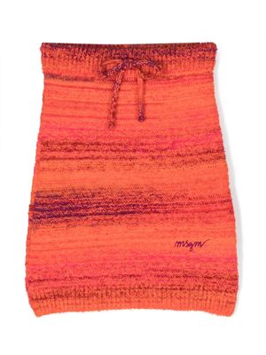 MSGM Kids logo-embroidered drawstring-waistband skirt - Orange