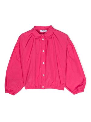 MSGM Kids logo-embroidered long-sleeve shirt - Pink
