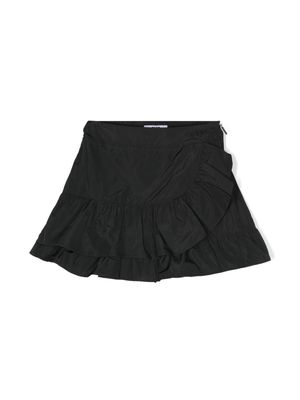 MSGM Kids logo-embroidered ruffled skirt - Black