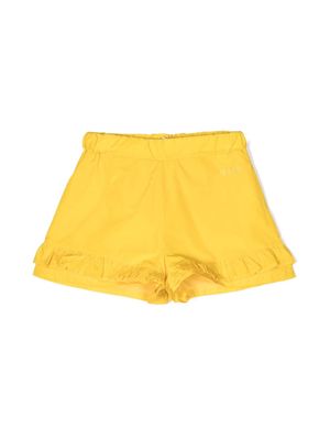 MSGM Kids logo-embroidered shorts - Yellow