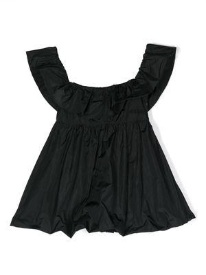 MSGM Kids logo-embroidered taffeta dress - Black