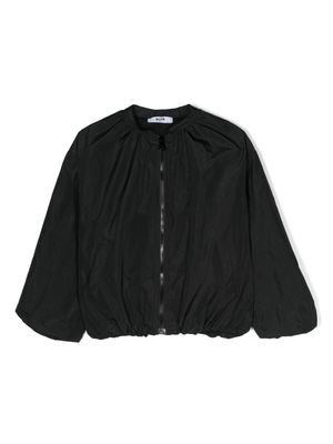 MSGM Kids logo-embroidered taffeta jacket - Black