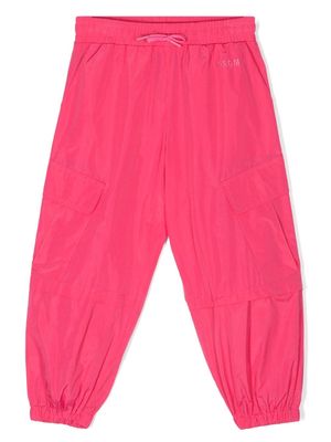 MSGM Kids logo-embroidered tapered track pants - Pink