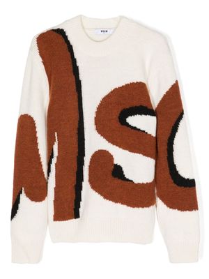 MSGM Kids logo-intarsia jumper - Multicolour