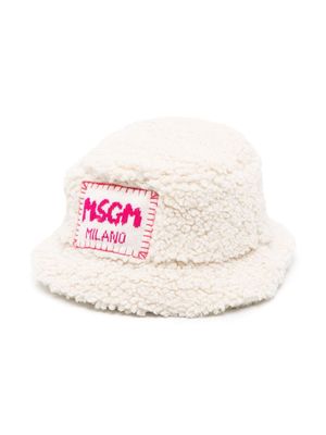 MSGM Kids logo-patch bucket hat - Neutrals