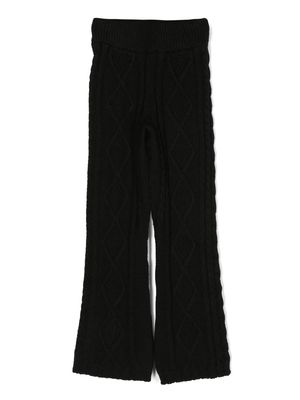 MSGM Kids logo-patch cable-knit trousers - Black