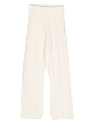 MSGM Kids logo-patch cable-knit trousers - Neutrals